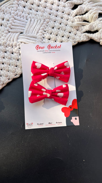 Pink heart mini bow clip