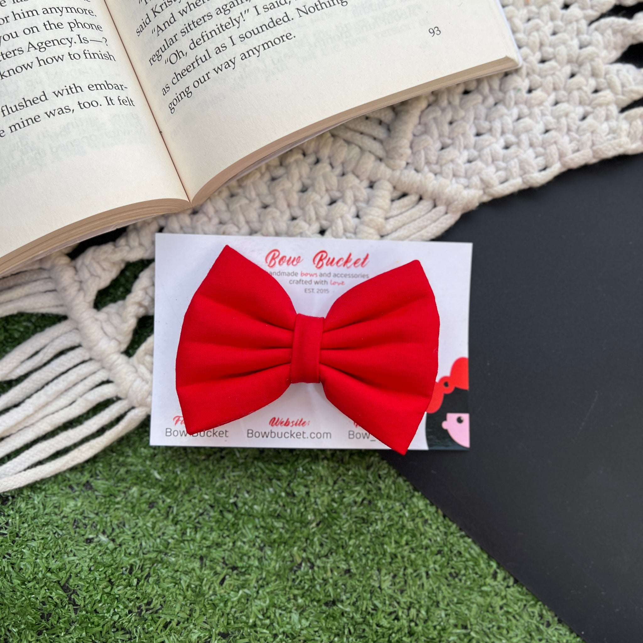 Red bow clip - Size - 3"