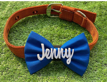 Royal blue/white customise name bow