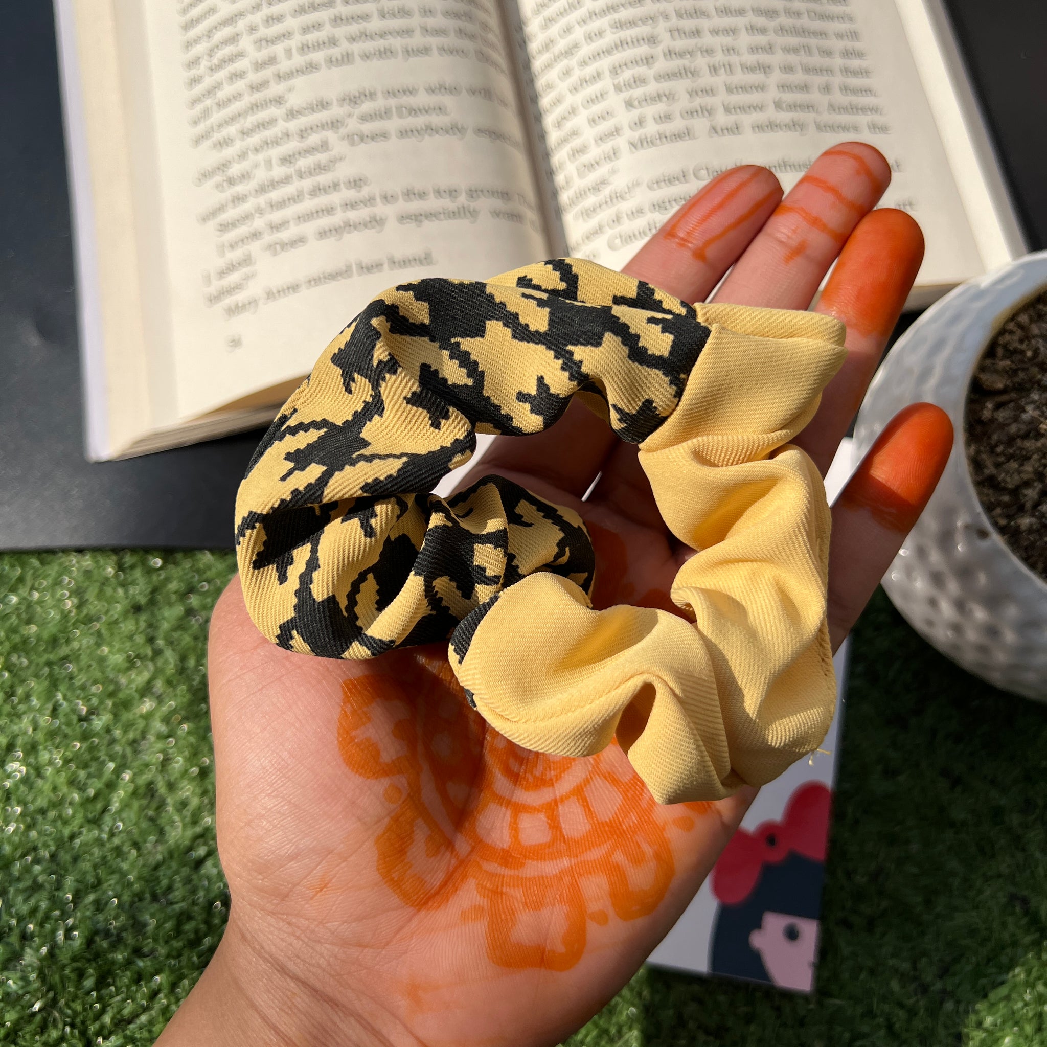 yellow printed Scrunchie