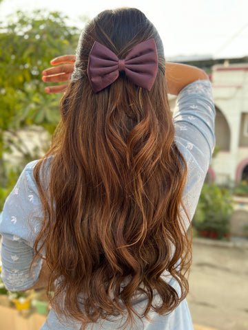 Violet brown bow clip - Size - 4"