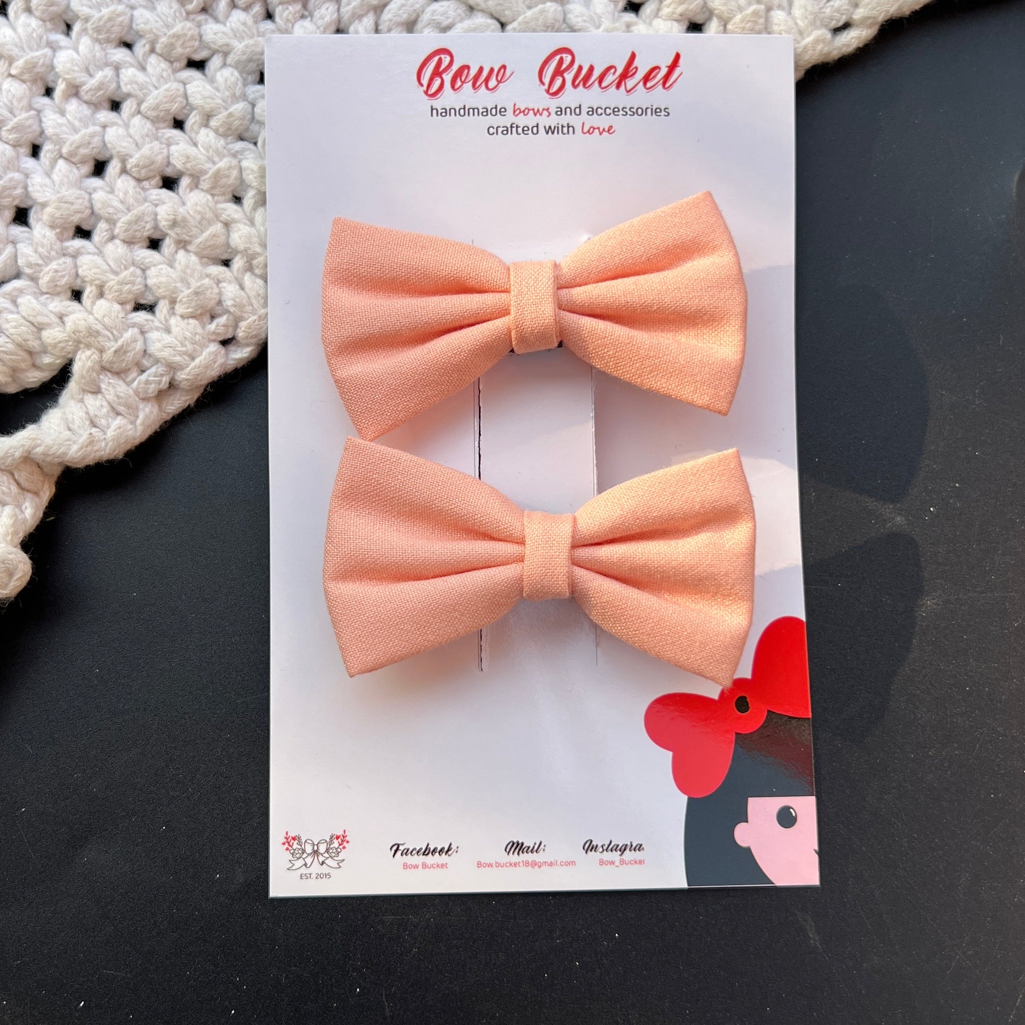 Peach mini bow clip