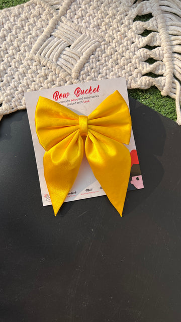 Yellow Satin Bow Clip