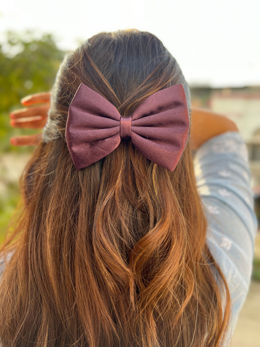 Violet brown bow clip - Size - 4"