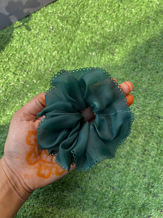 Bottle Green  tissue scrunchie