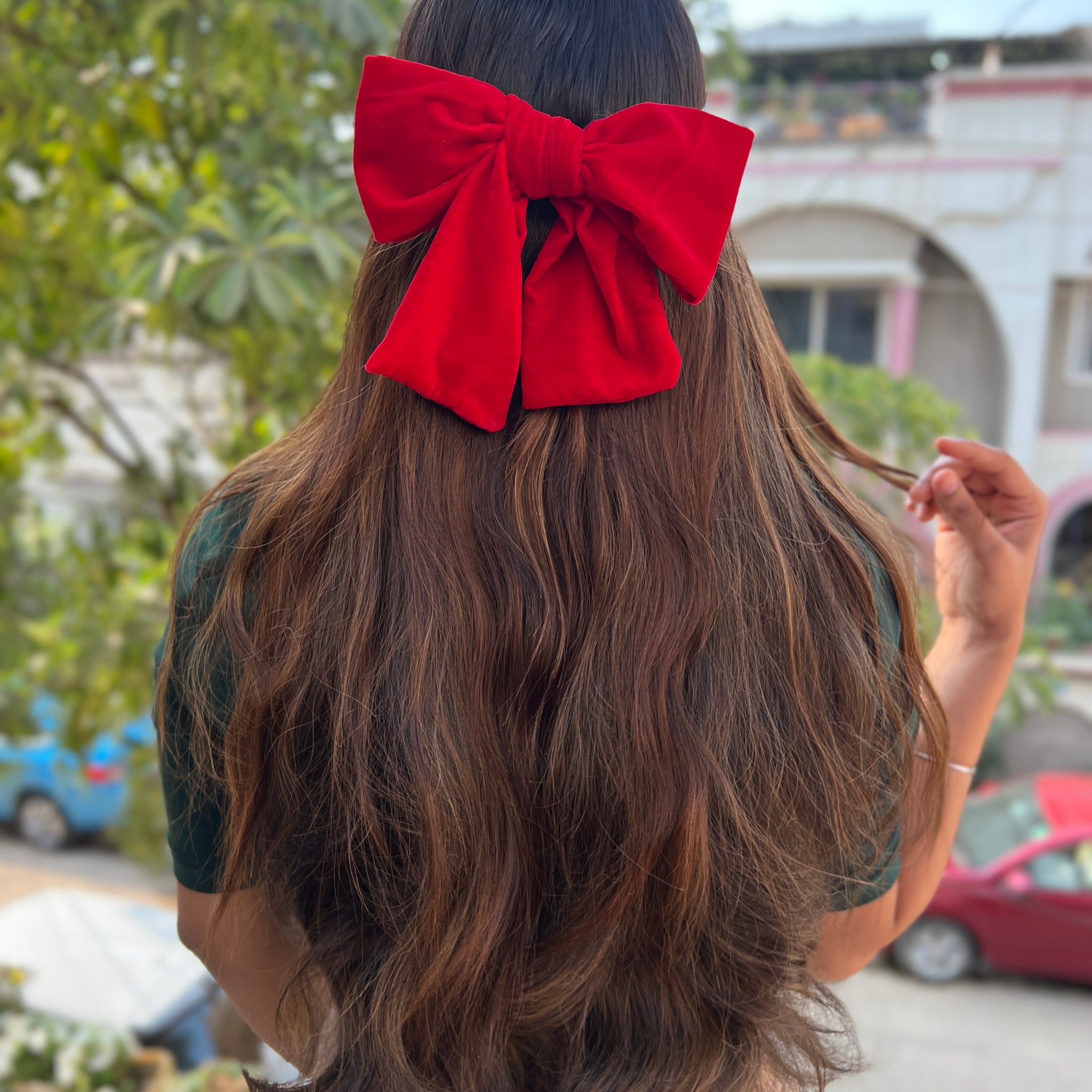 Red Luxe Noir Bow clip