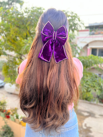 Purple Velvet Rapture Bow Clip