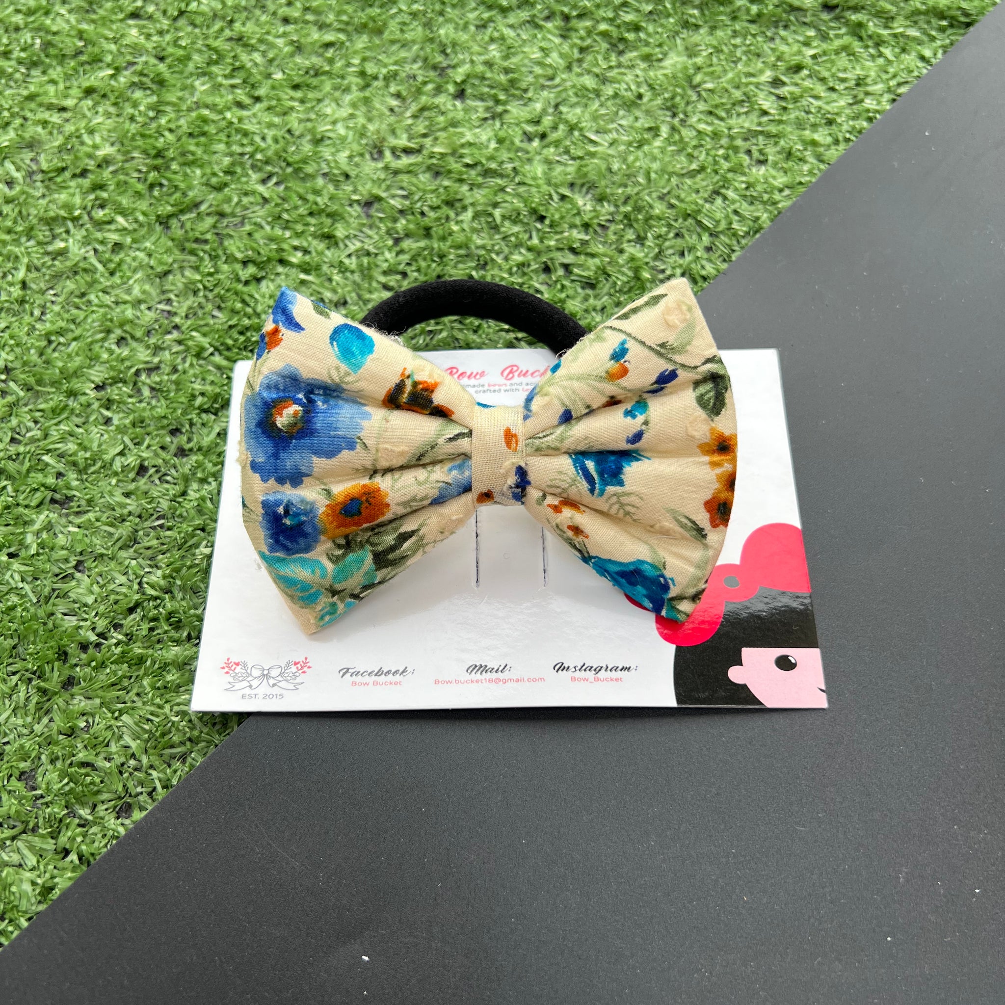 CRIME BLUE FLORAL HAIRTIE