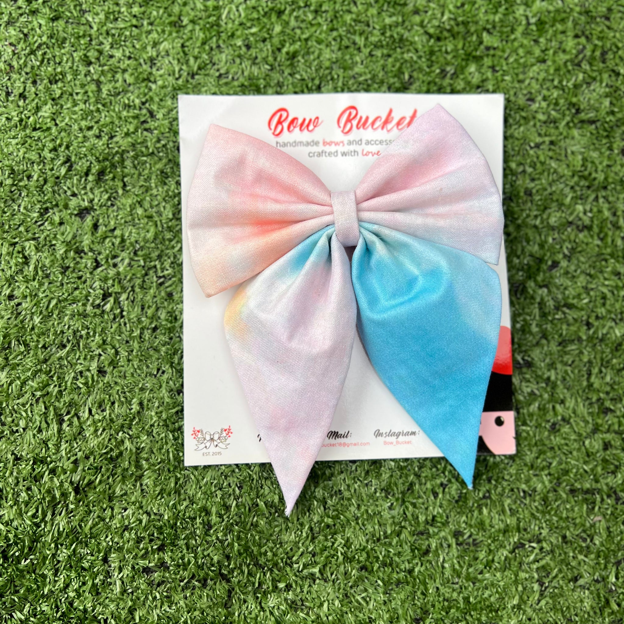 Colourful pigtail bow clip - size - 4"