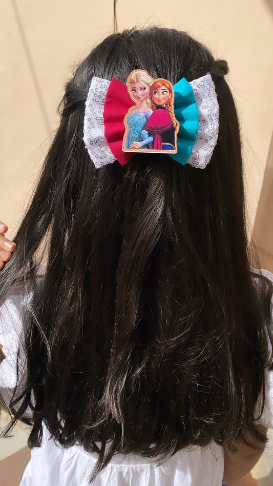 Anna elsa double bow clip