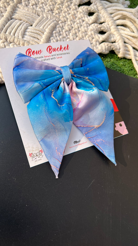 Blue Lagom Pigtail Bow Clip