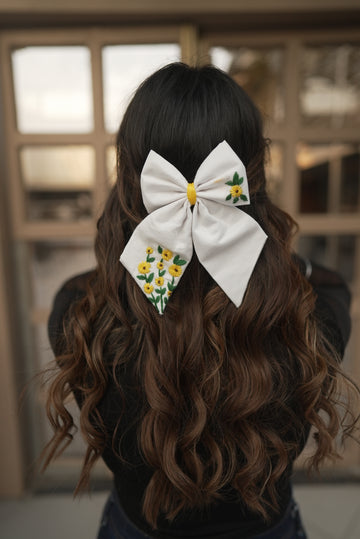 Sunflower Embroidery bow
