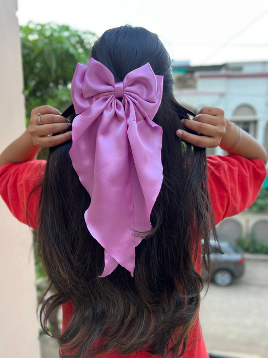 Lilac ruffle bow clip