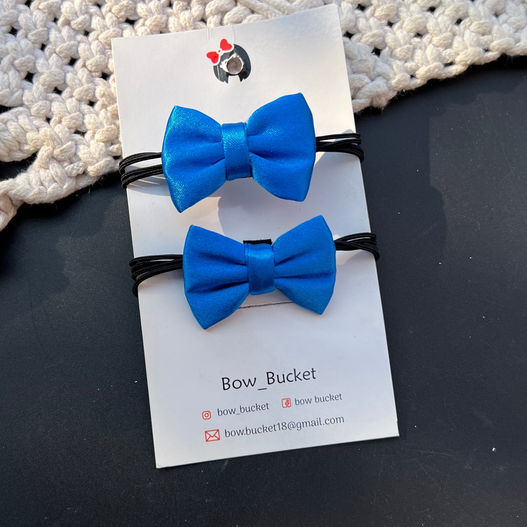 satin royal blue Bow rubberband pair