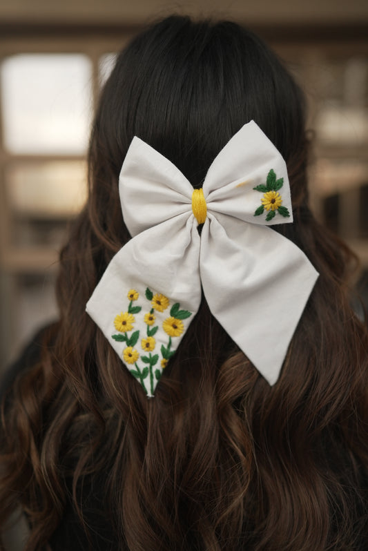 Sunflower Embroidery bow