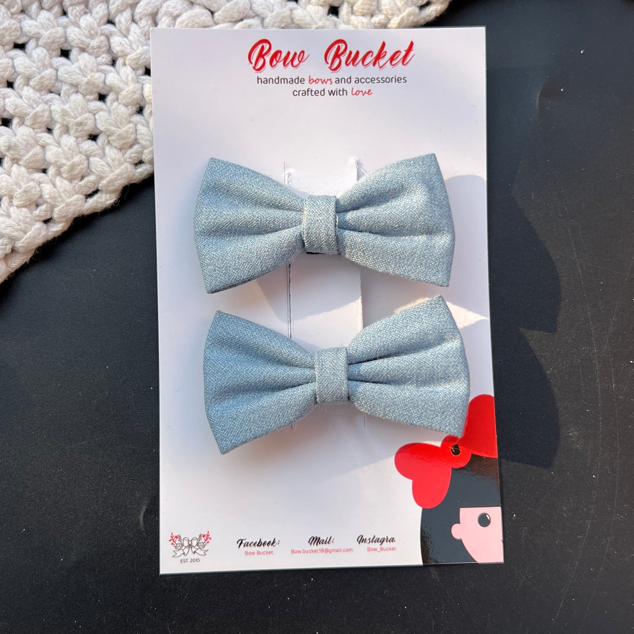 Demin mini bow clip