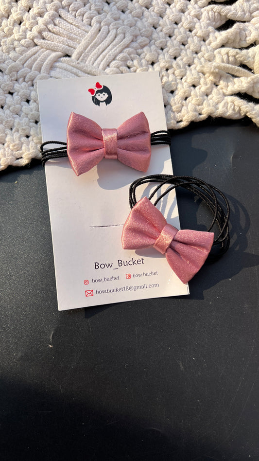 satin puce Bow rubberband pair