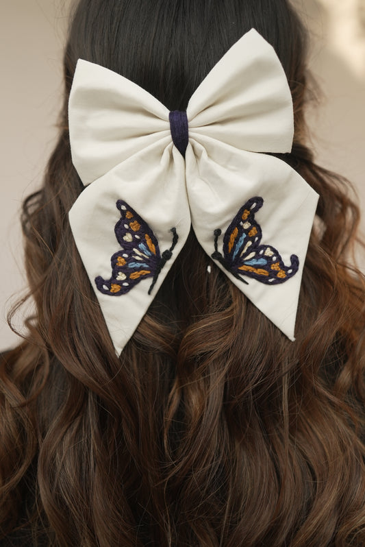 Butterfly embroidery bow