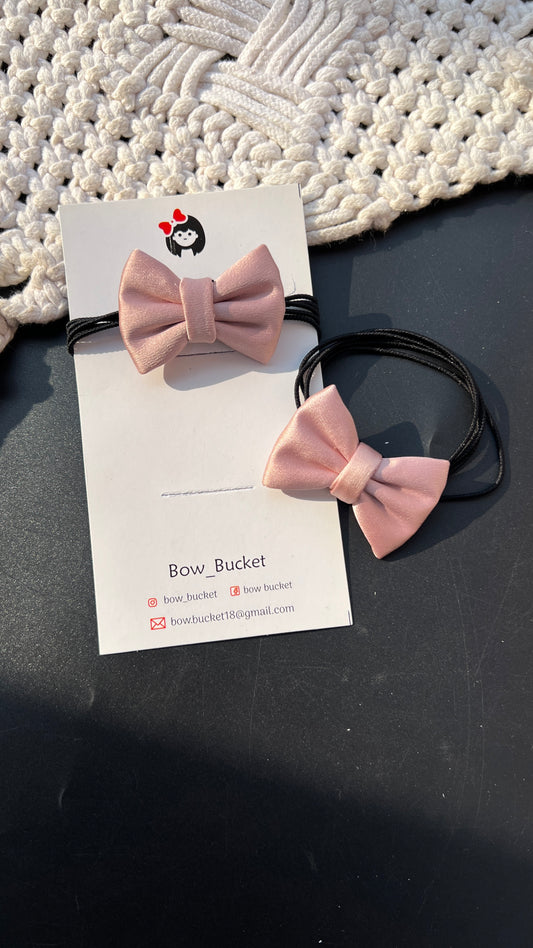 rose Pink Bow rubberband pair
