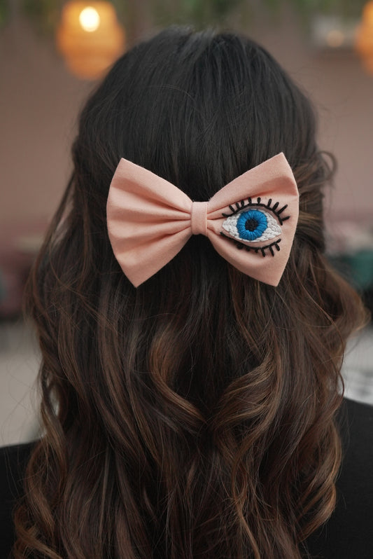 Evil eye Embroidery bow