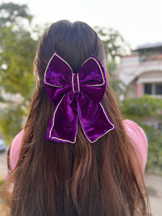 Purple Velvet Rapture Bow Clip