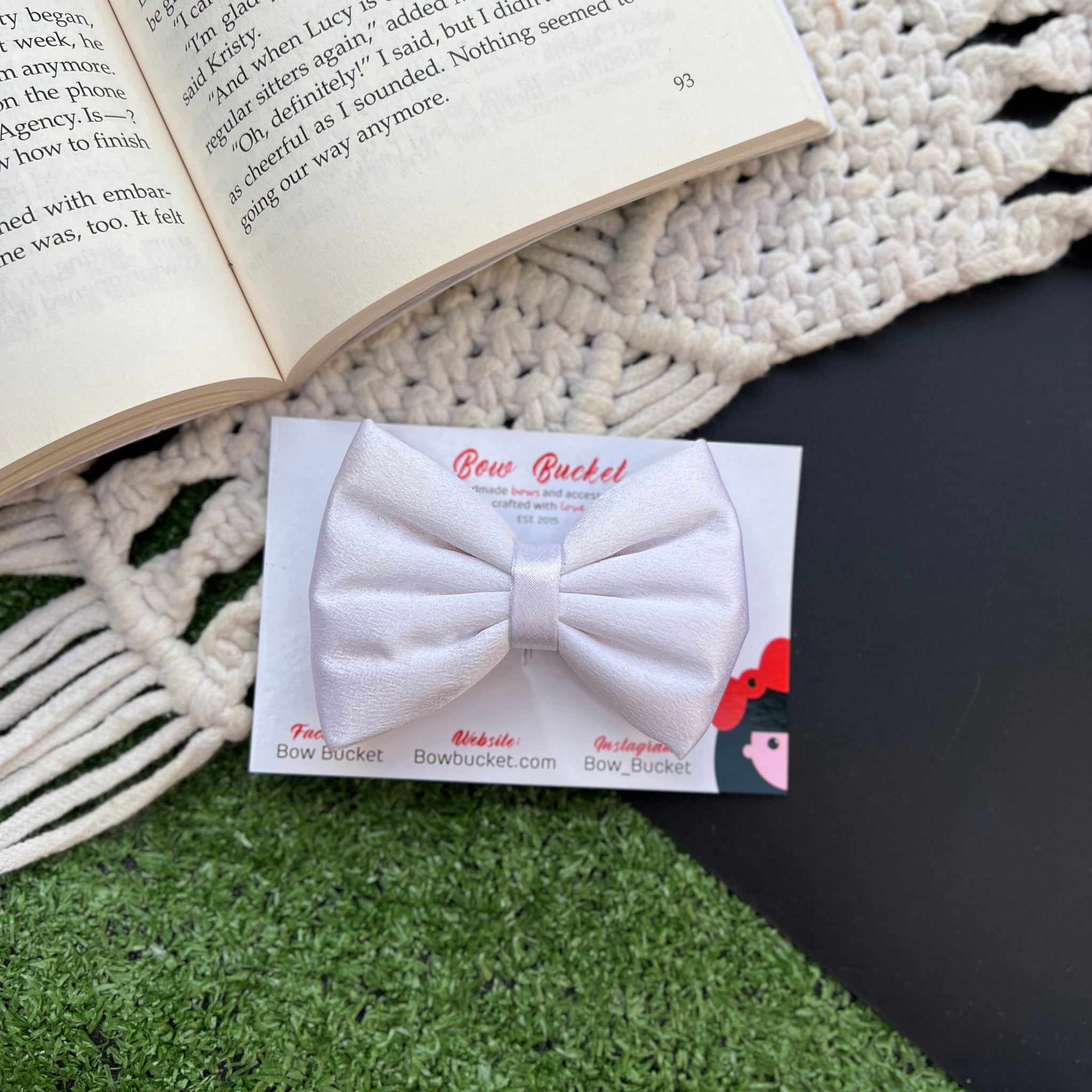 Satin White Bow Clip