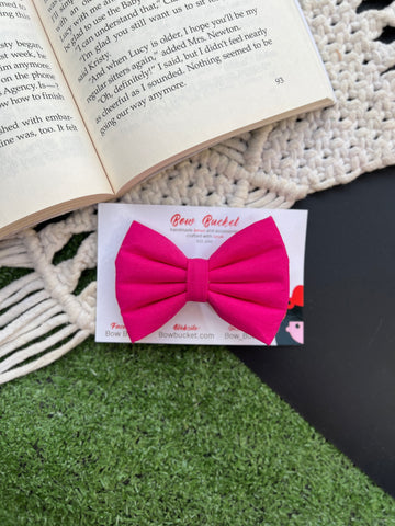 Pink bow clip - size - 3"