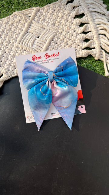 Blue Lagom Pigtail Bow Clip