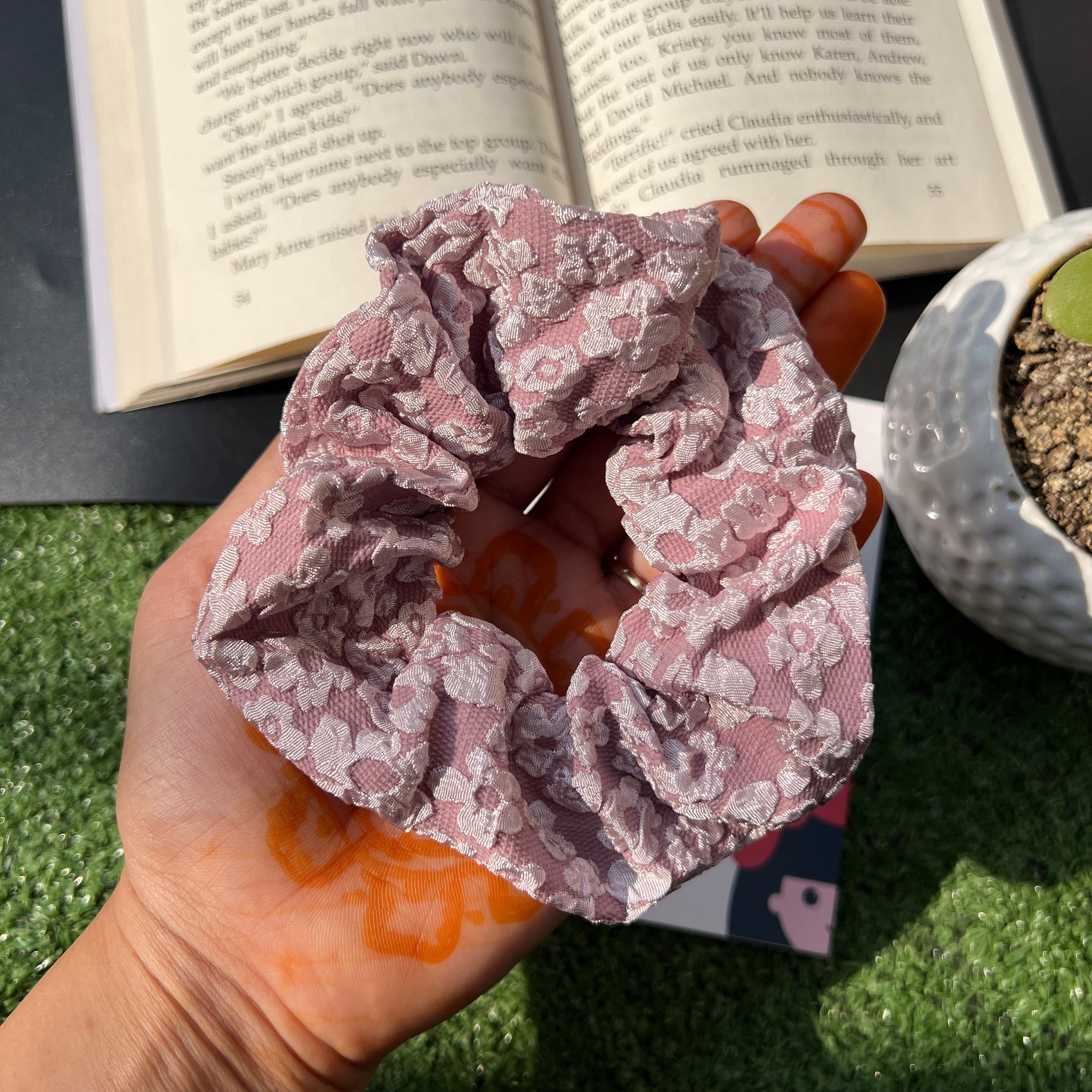 Purple  floral scrunchie