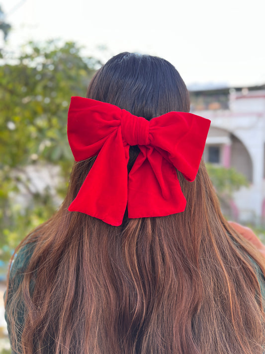 Red Luxe Noir Bow clip