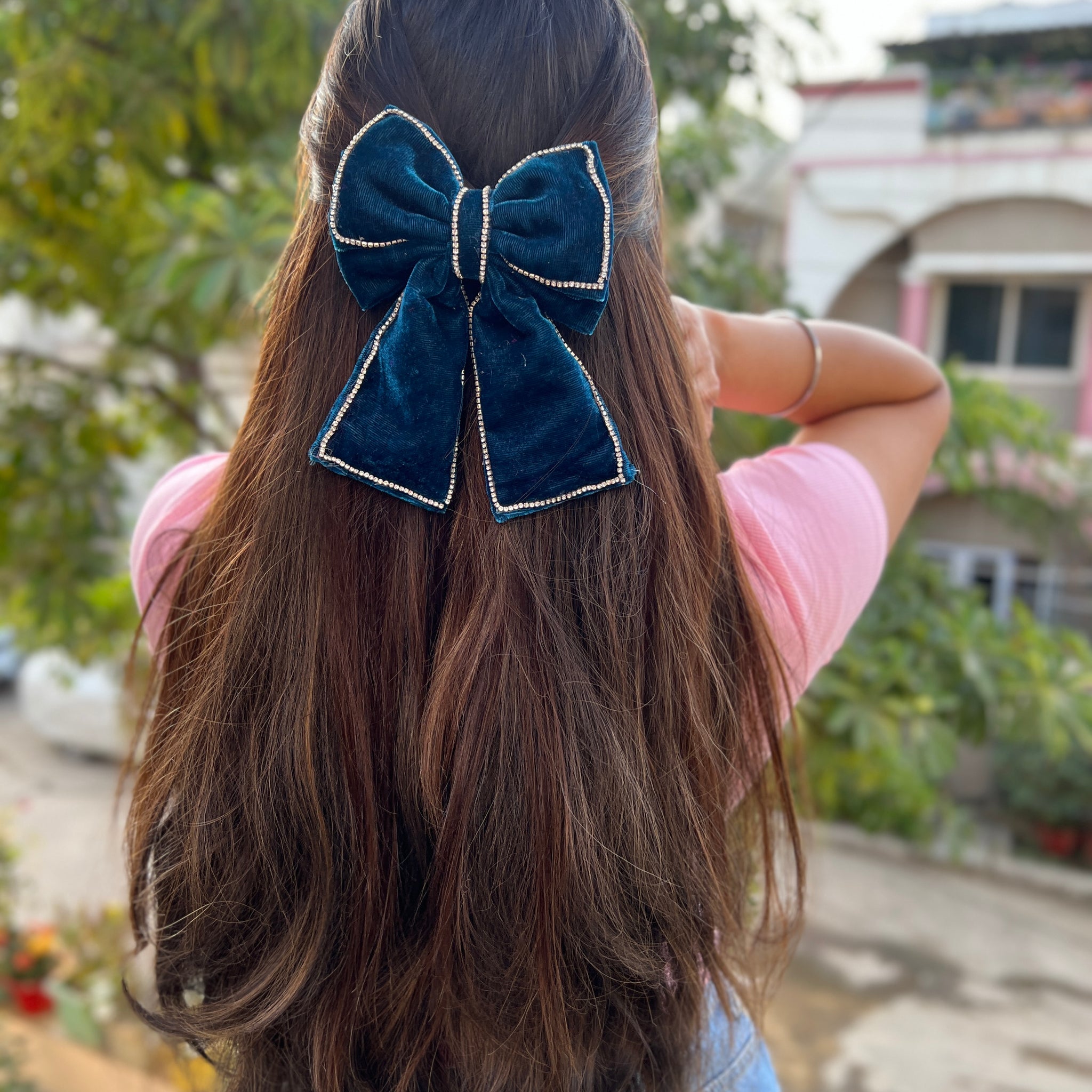Green  Velvet Rapture Bow Clip