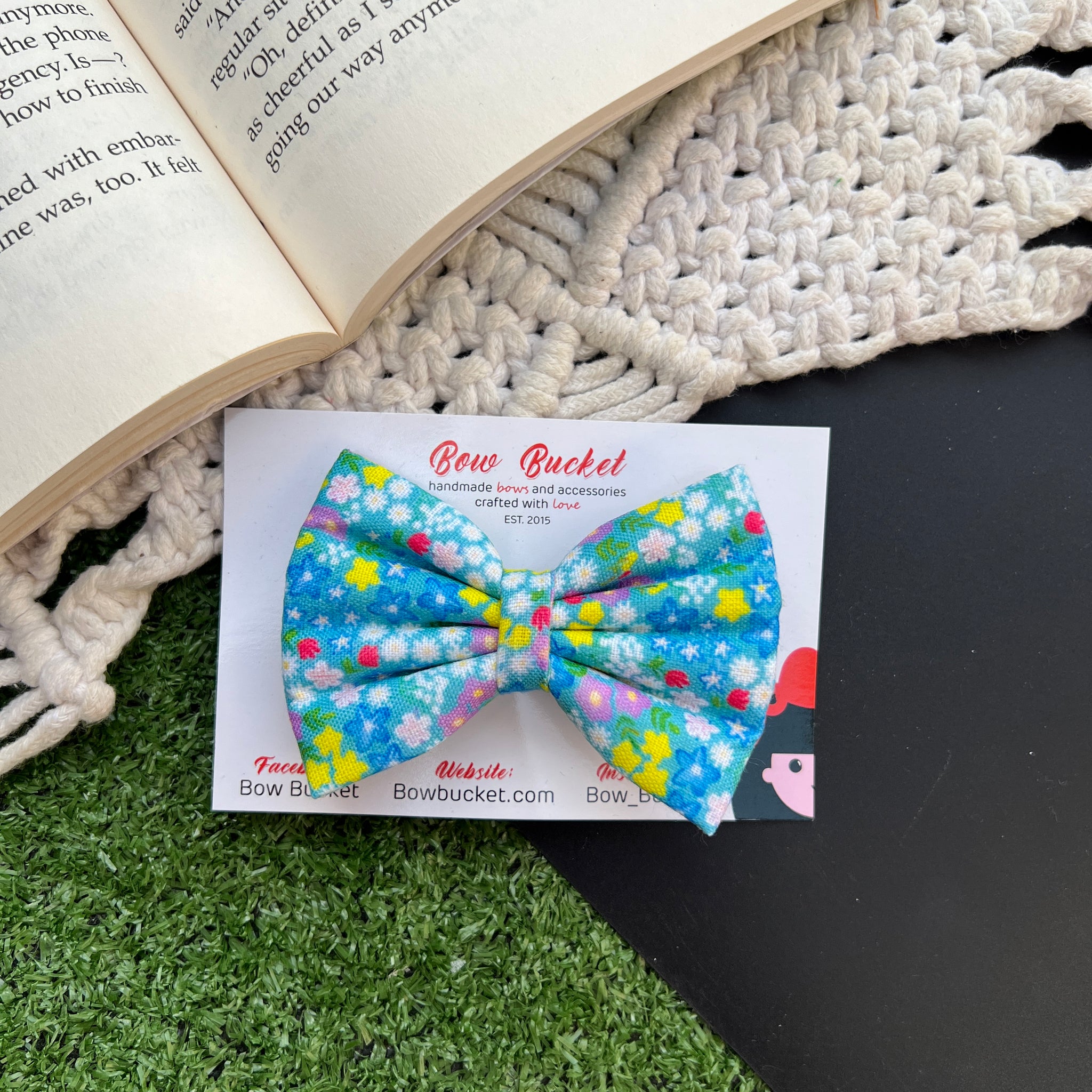 Blue luxe bow clip