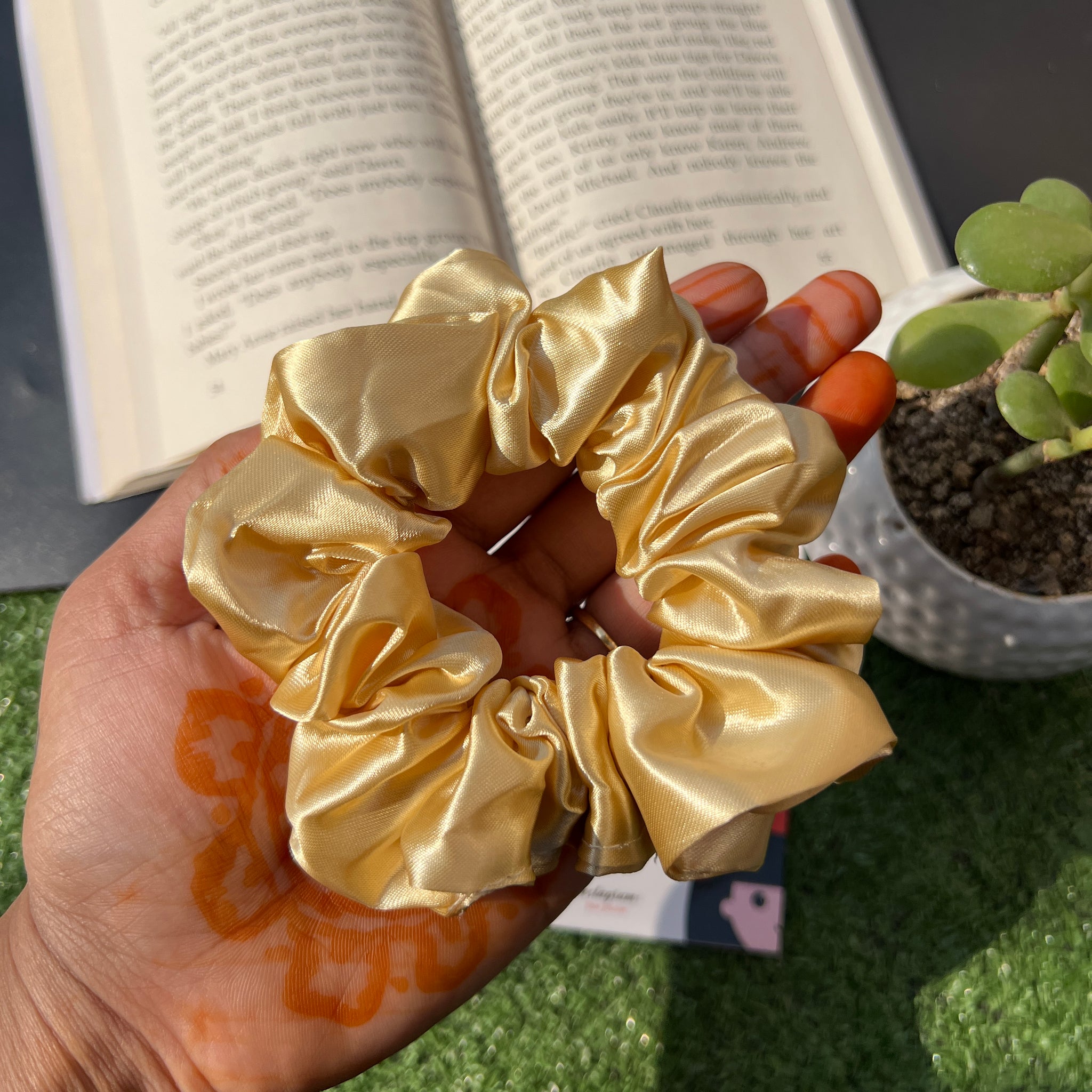 golden satin scrunchie