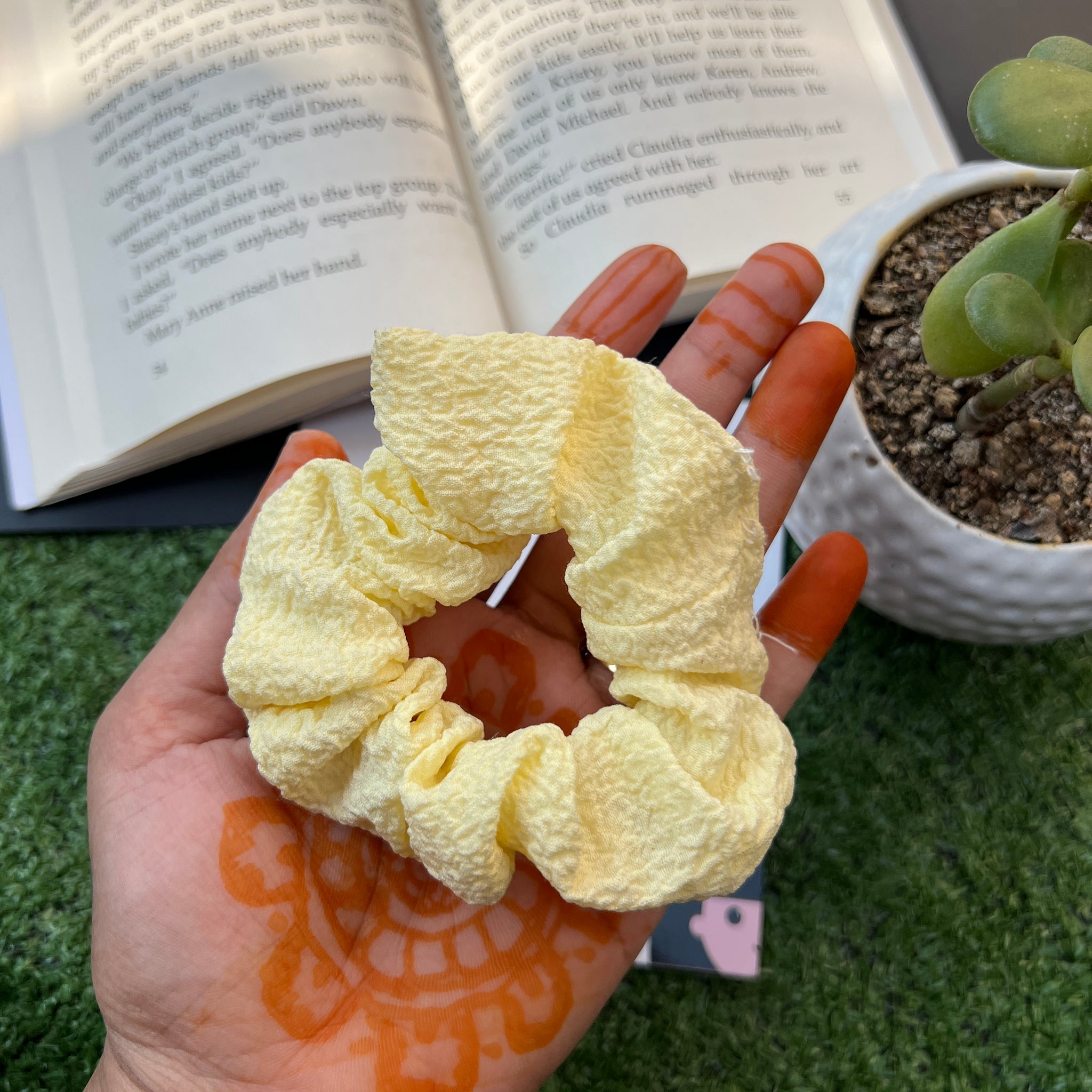 Yellow texture scrunchie