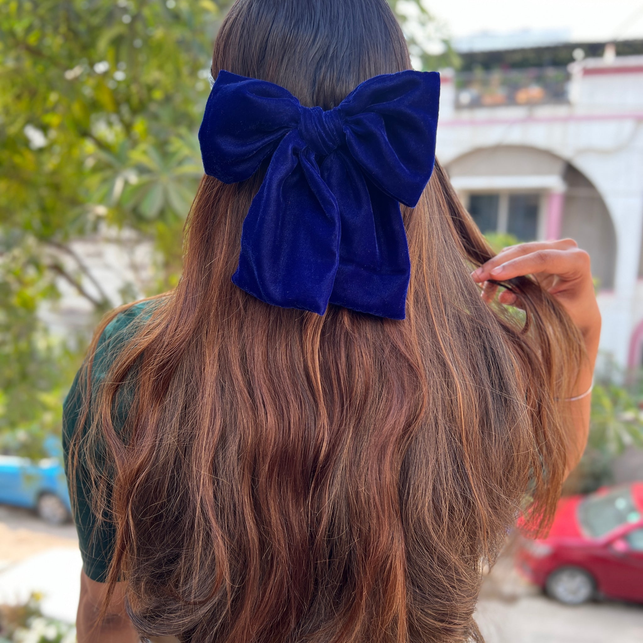 Royal Blue Luxe Noir Bow Clip