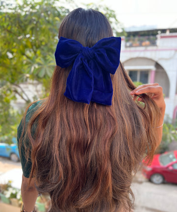 Royal Blue Luxe Noir Bow Clip