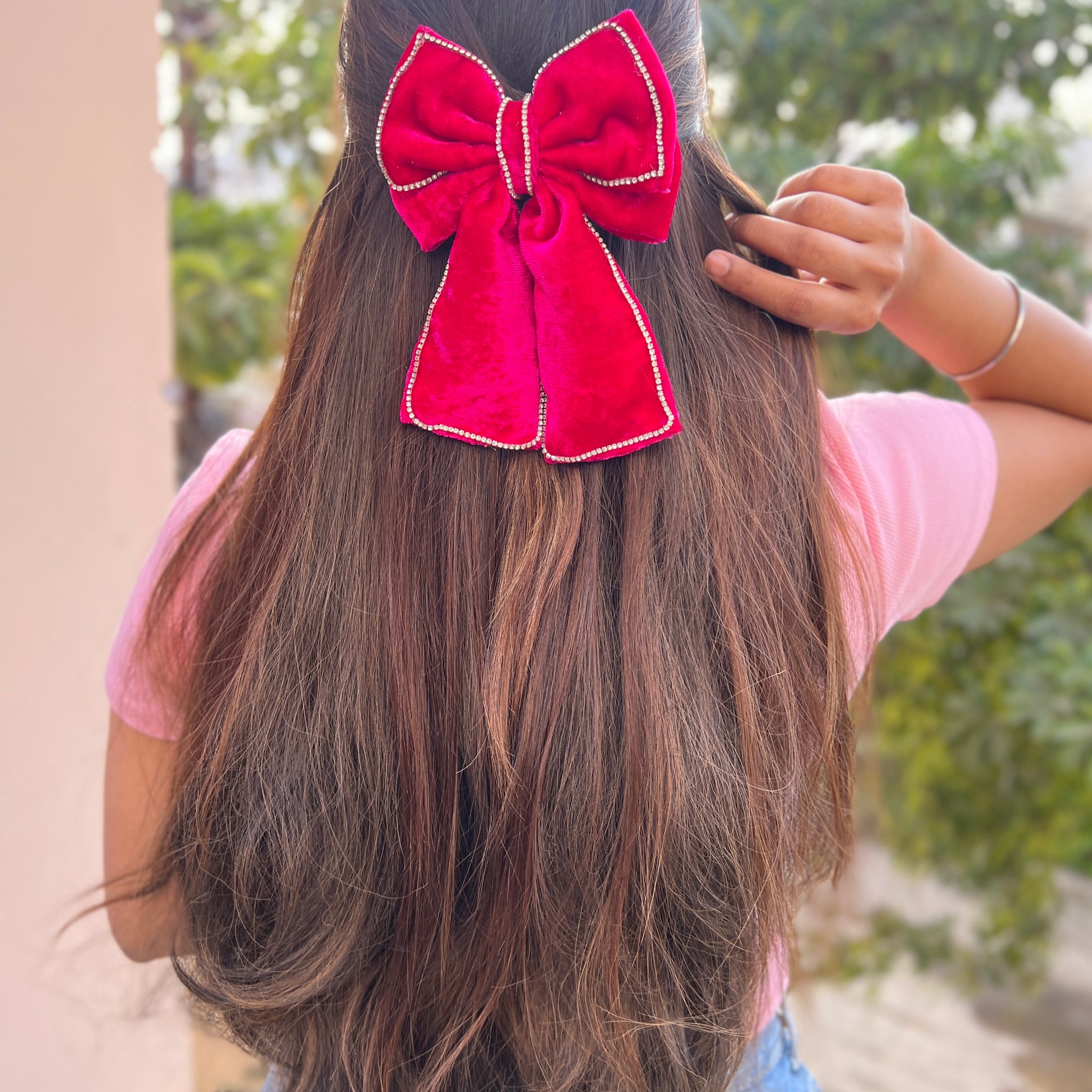 Pink Velvet Rapture Bow Clip