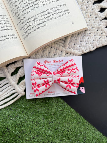 Holly jolly bow clip - size - 3”