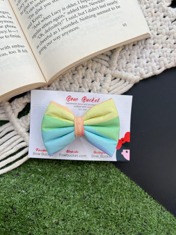 Pastel stripe bow clip - size - 3"