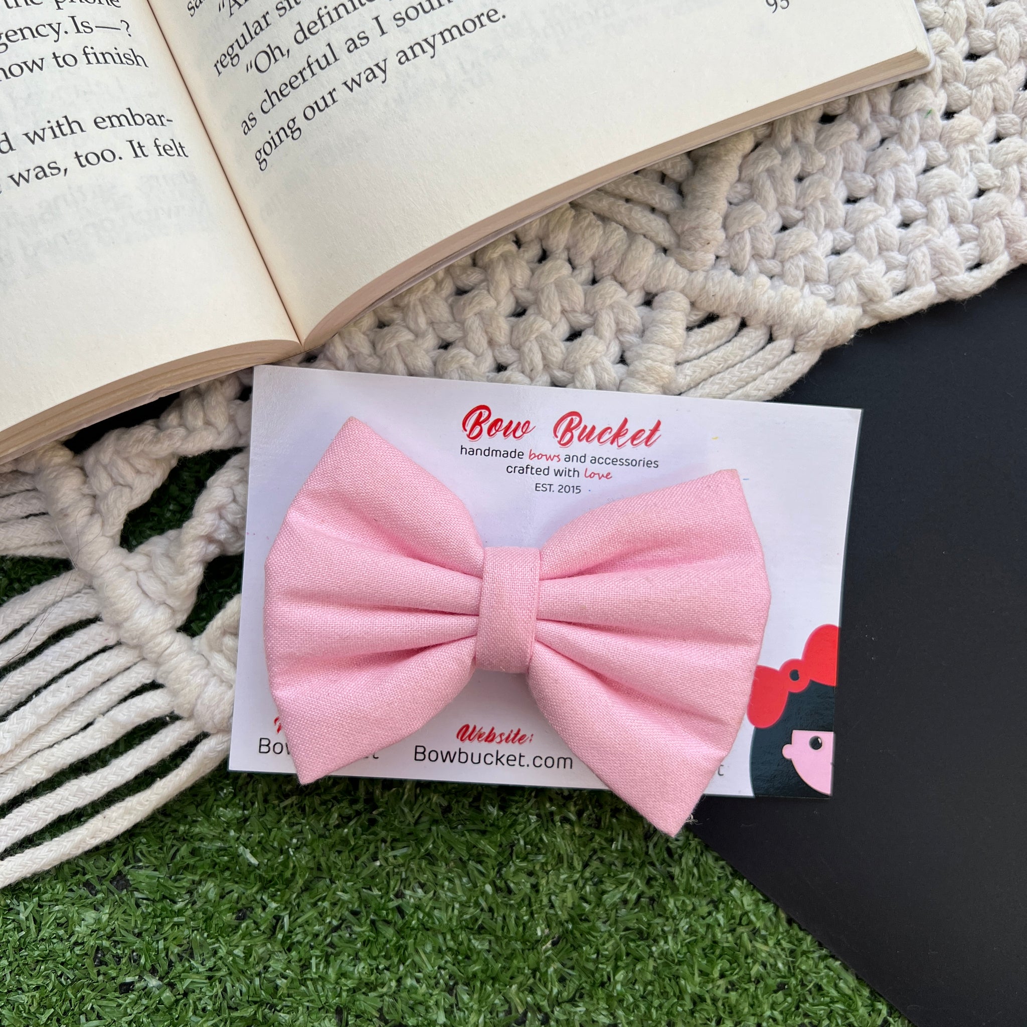 Baby pink bow clip - size - 3"
